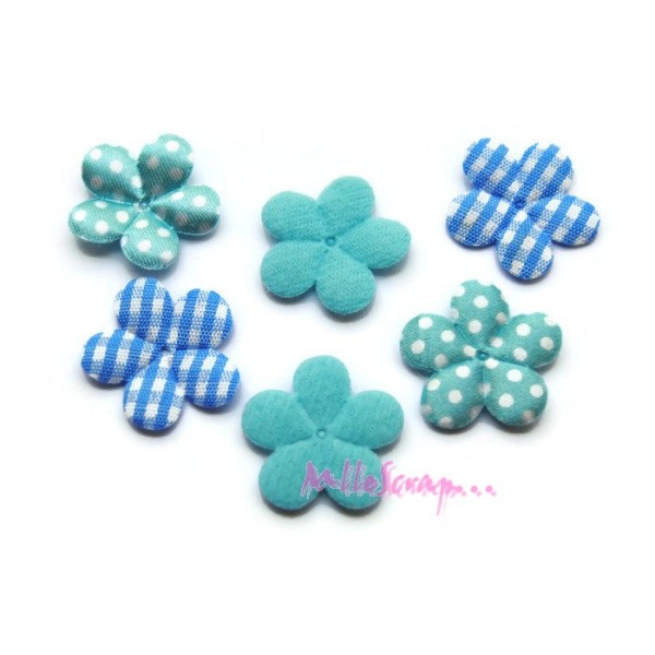 Appliques petites fleurs bleues - 6 pièces - Photo n°1