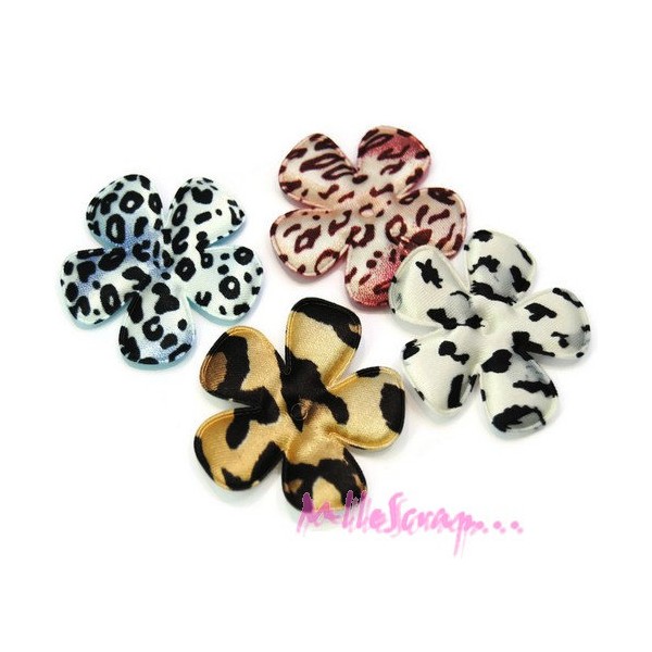 Fleurs tissu léopard - 4 pièces - Photo n°1