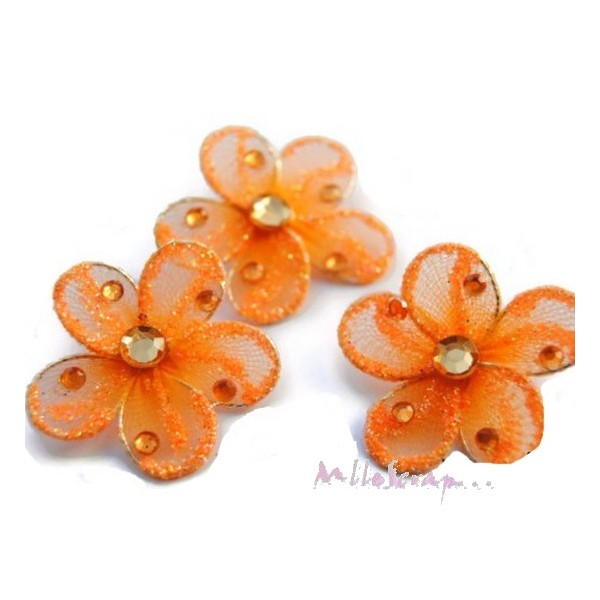 Fleurs tissu wire orange - 3 pièces - Photo n°1