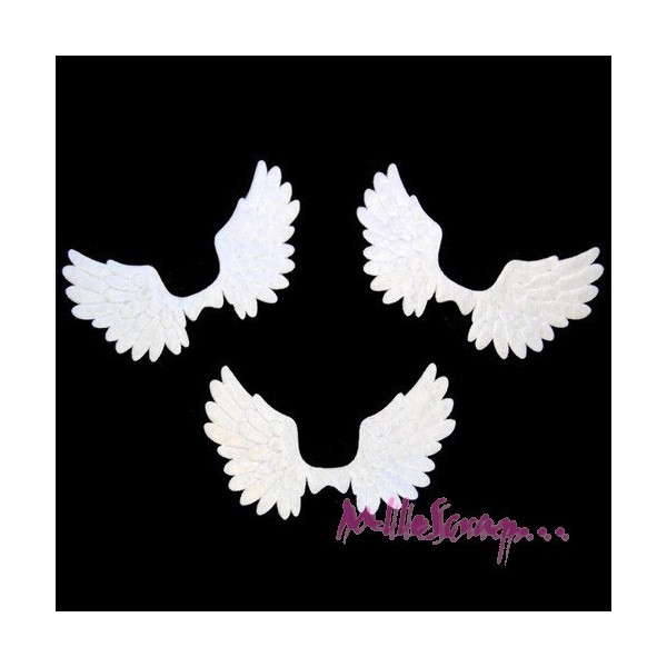 Appliques ailes tissu blanc - 6 pièces - Photo n°1