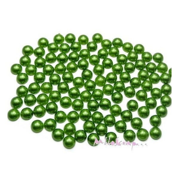 Cabochons demi-perles à coller vert 12 mm - 10 pièces - Photo n°1