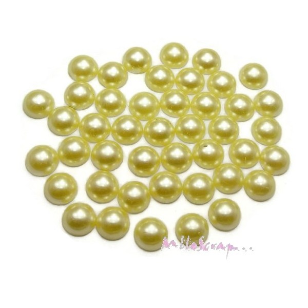Cabochons demi-perles à coller jaune clair 12 mm - 10 pièces - Photo n°1