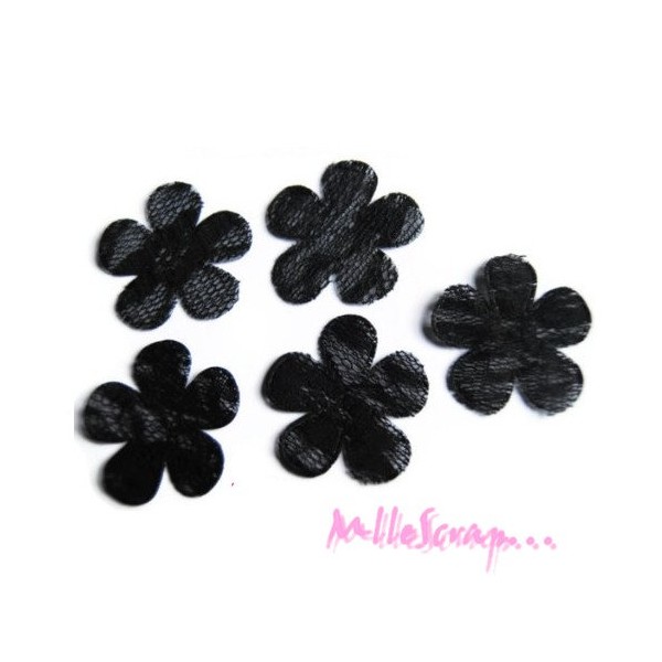 Appliques fleurs dentelle noir - 5 pièces - Photo n°1