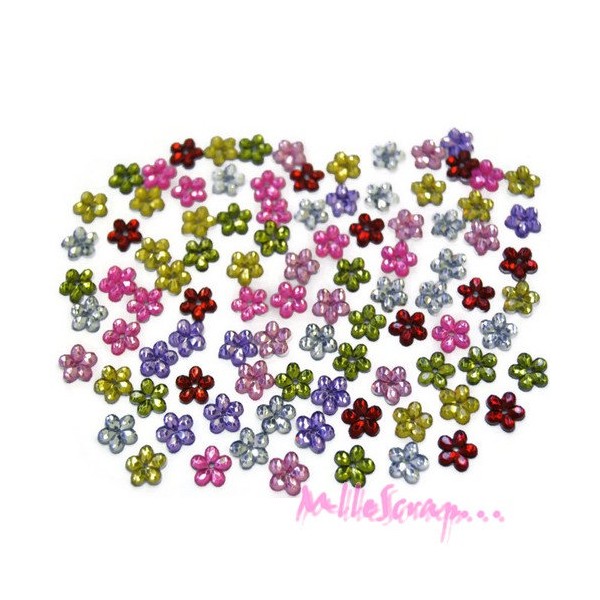 Strass à coller fleurs multicolore - 50 pièces - Photo n°1