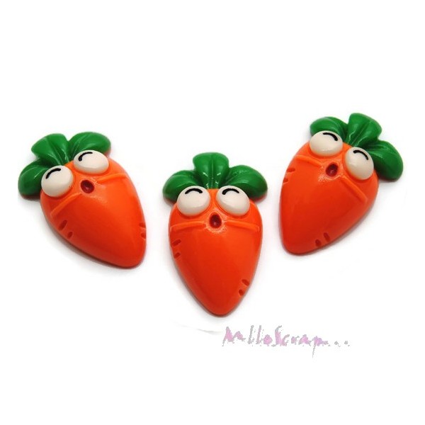 Cabochons carottes résine orange - 3 pièces - Photo n°1