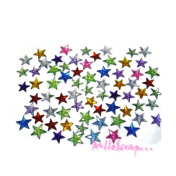 Strass étoiles à coller multicolore - 50 pièces - Photo n°1