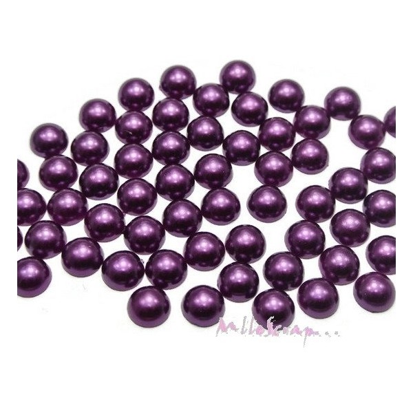 Demi-perles violet 10 mm  à coller - 20 pièces - Photo n°1