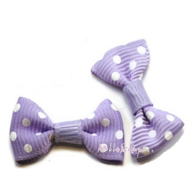Appliques nœuds tissu pois violet clair - 5 pièces - Photo n°1