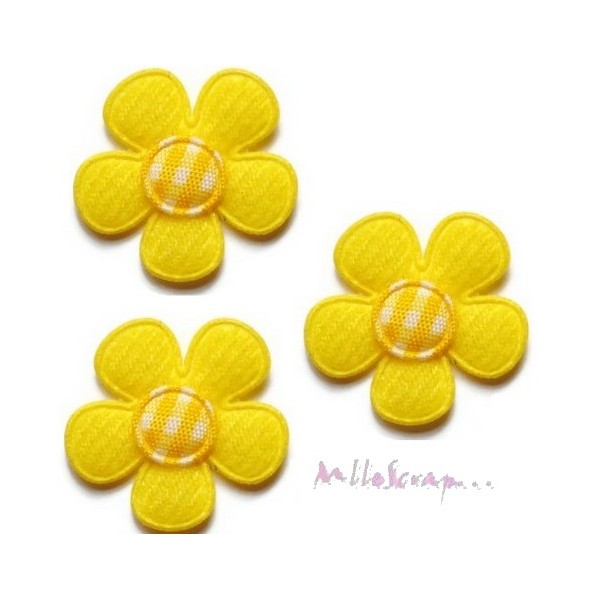 Appliques fleurs tissu jaune - 5 pièces - Photo n°1