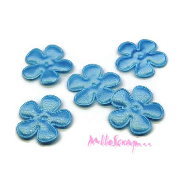Appliques petites fleurs tissu bleu clair - 5 pièces - Photo n°1