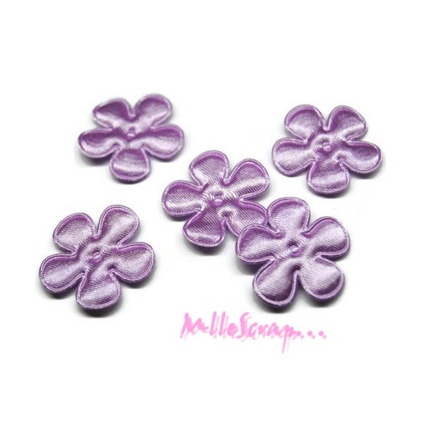 Appliques petites fleurs tissu violet - 5 pièces - Photo n°1