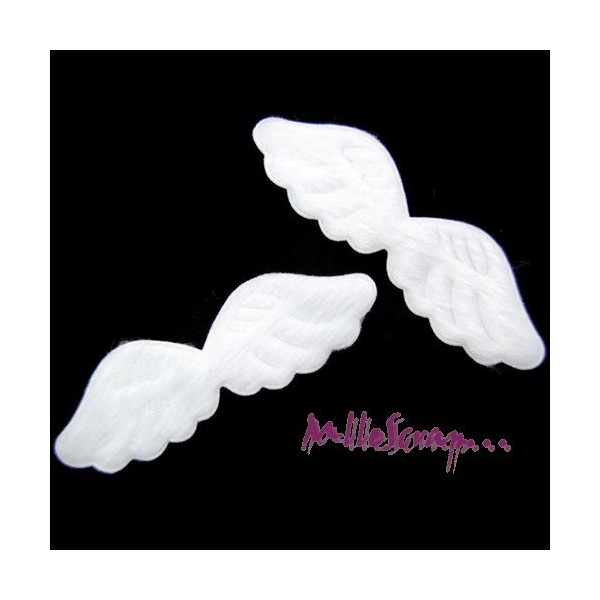 Appliques grandes ailes tissu blanc - 2 pièces - Photo n°1