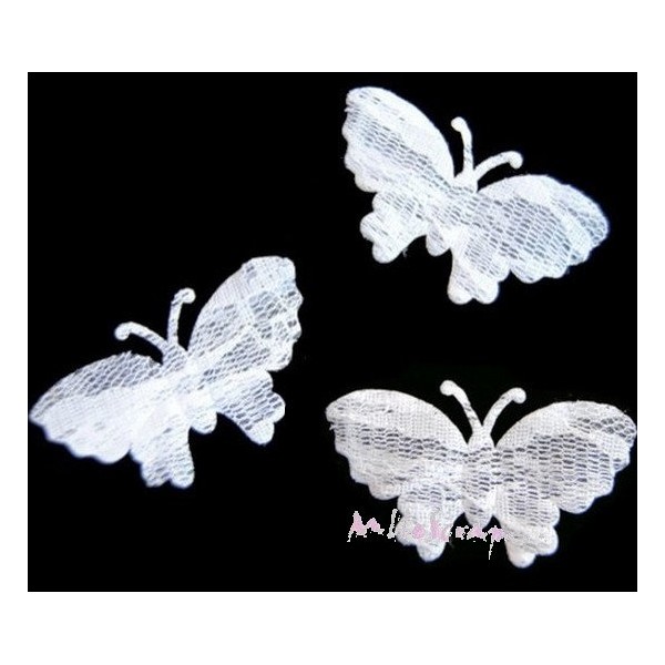 Appliques papillons tissu dentelle - 4 pièces - Photo n°1