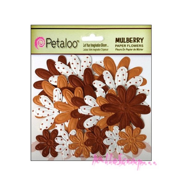 Fleurs papier marron - Petaloo - 18 pièces - Photo n°1