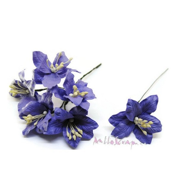 Fleurs papier lily violet - 5 pièces - Photo n°1