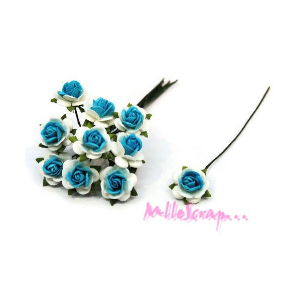 Petites roses papier bleu - 10 pièces - Photo n°1