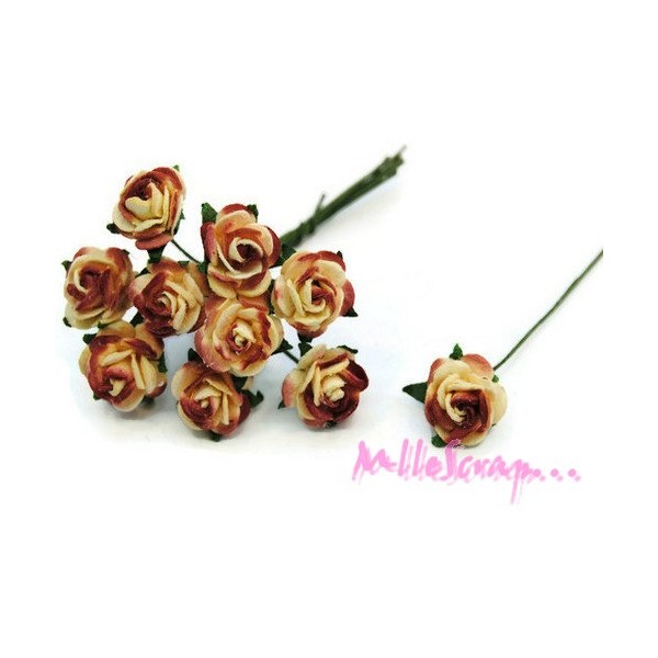 Petites roses papier marron - 10 pièces - Photo n°1