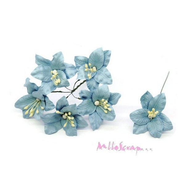 Fleurs papier lily bleu - 5 pièces - Photo n°1