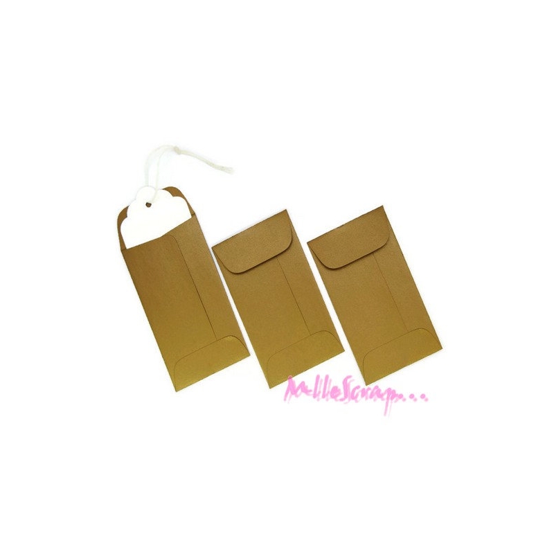 Petites enveloppes dorées - 3 pièces - Etiquette scrapbooking - Creavea