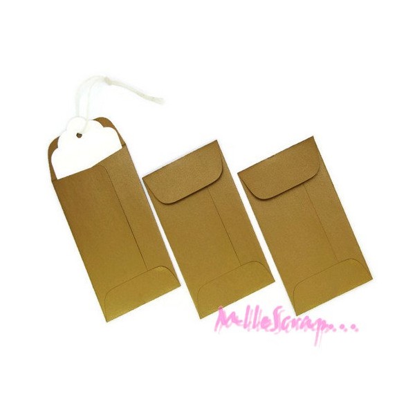 Petites enveloppes dorées - 3 pièces - Etiquette scrapbooking - Creavea