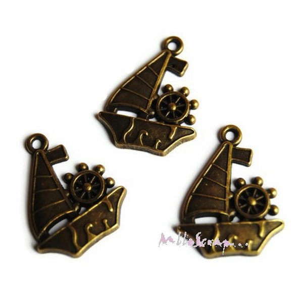 Breloques bronze bateaux - 3 pièces - Photo n°1