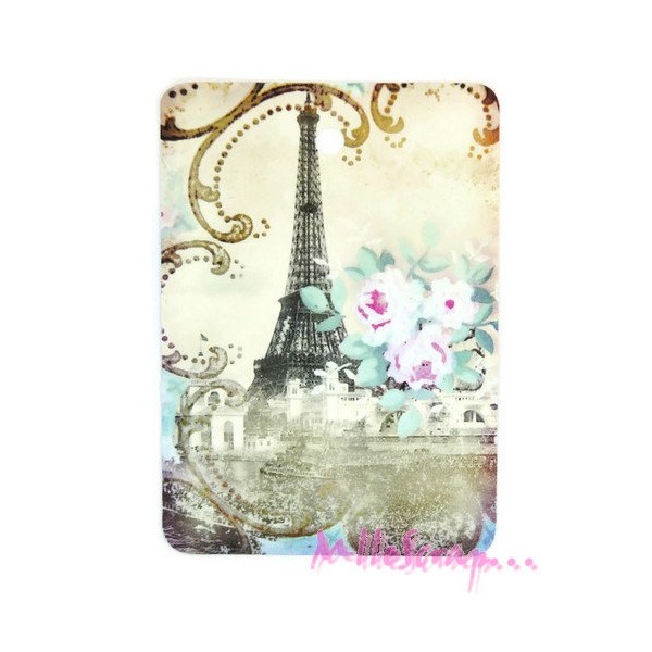 Tags shabby papier Tour Eiffel - 2 pièces - Photo n°1