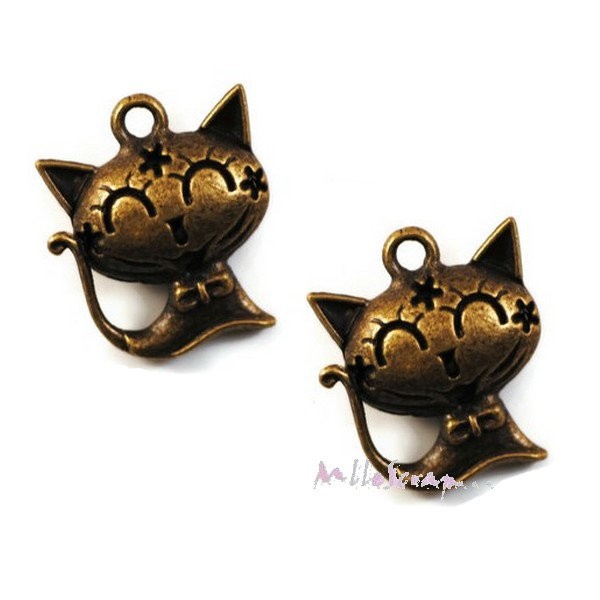 Breloques chats bronze - 2 pièces - Photo n°1