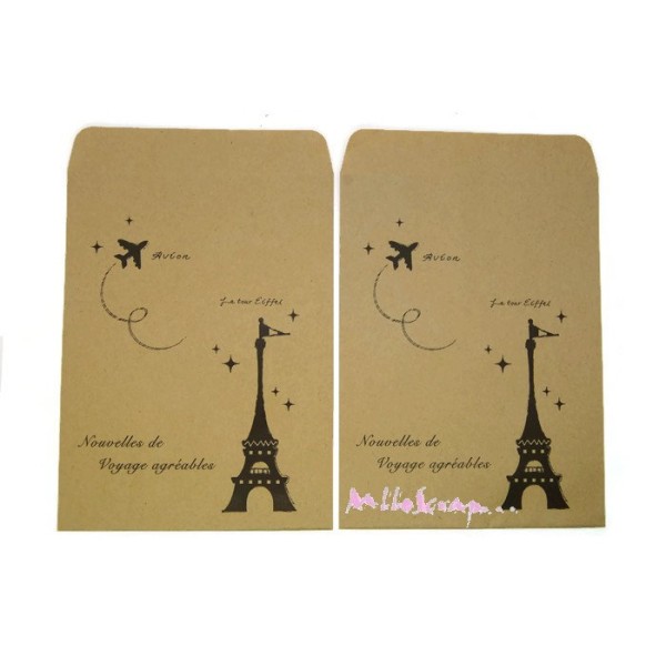 Enveloppes voyage Paris kraft - 2 pièces - Photo n°1