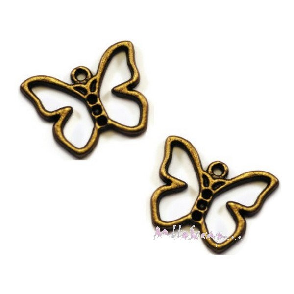 Breloques papillons métal bronze - 5 pièces - Photo n°1
