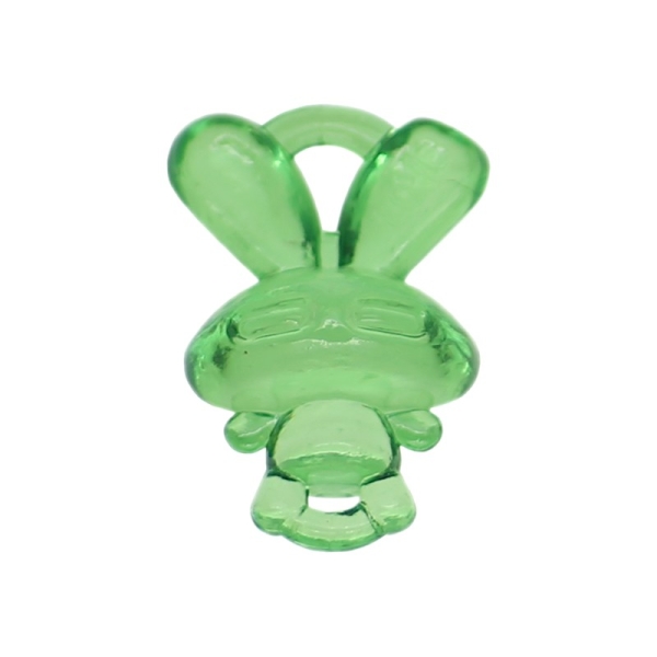 10 Breloques en acrylique transparent lapin vert - Photo n°1