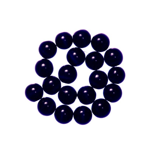 5 x Perle en Verre Oeil de Chat 12mm Bleu Marine - Photo n°2