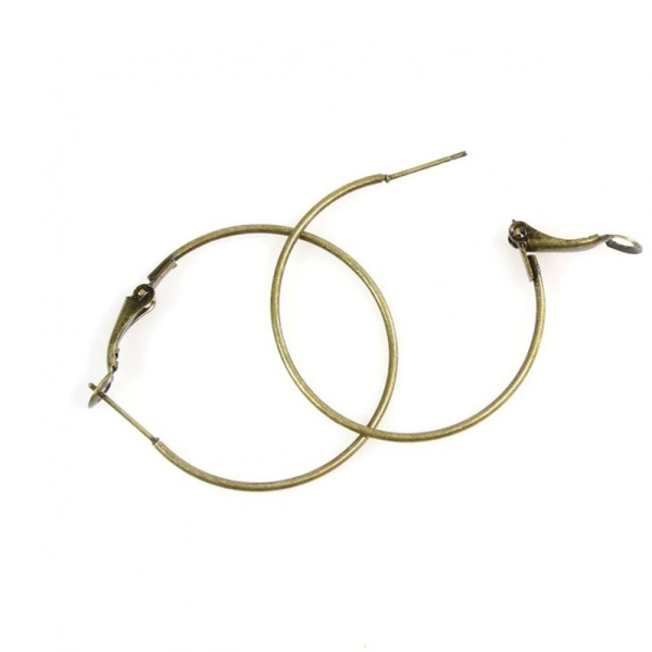 Accessoires création boucle d'oreille créole support bijoux 35 mm (10 pièces) Bronze - Photo n°1