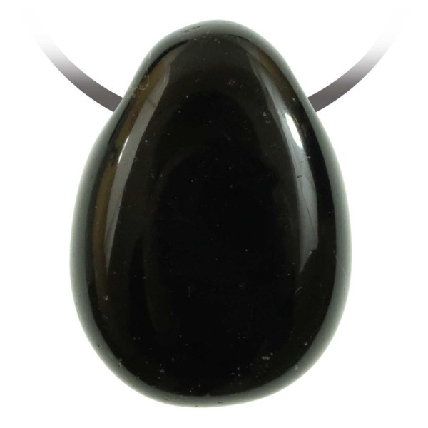 Pendentif goutte pierre percée en obsidienne noire cordon vendu séparément. - Photo n°1