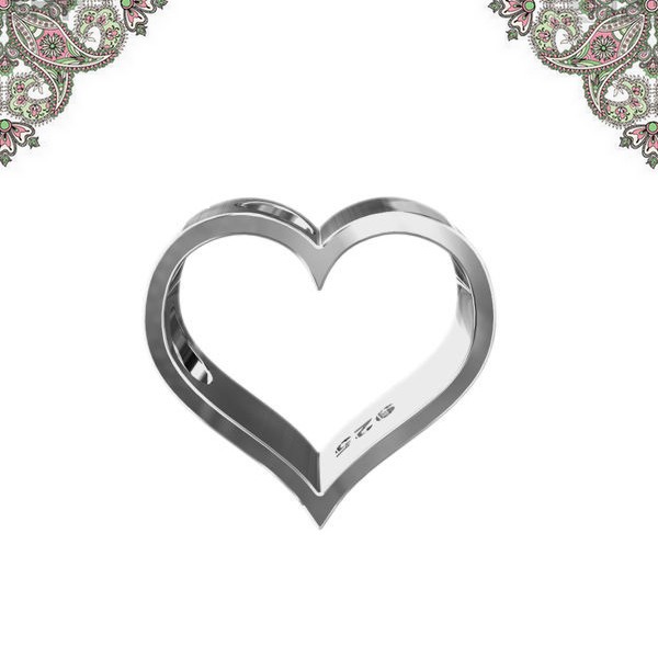 Argent 925 - Breloque intercalaire coeur en 3D avec 2 trous 11,7*11,1 mm pour chaines et bracelets - Photo n°1