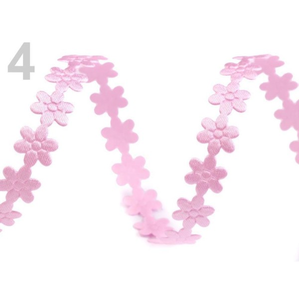 22,5 m de Lumière Rose Daisy Fleur en Satin Appliques Parage Largeur 10mm, Appliques - Métrage, de R - Photo n°1