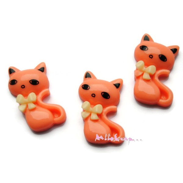 Cabochons chats résine orange - 3 pièces - Photo n°1