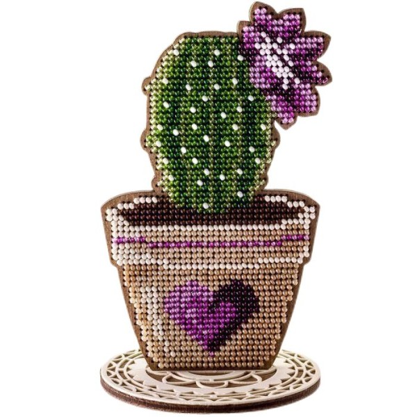1pc Perles Cactus W Cœur Kit de Bricolage, de Décoration Ornement en Bois, Toile, Modèle papillon, B - Photo n°1