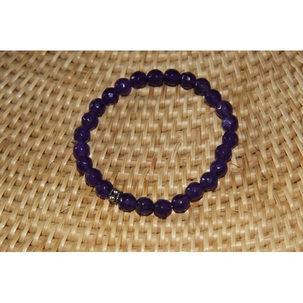 Bracelet  perles d'agate violettes et argent - Photo n°2