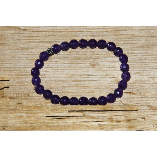 Bracelet  perles d'agate violettes et argent - Photo n°1