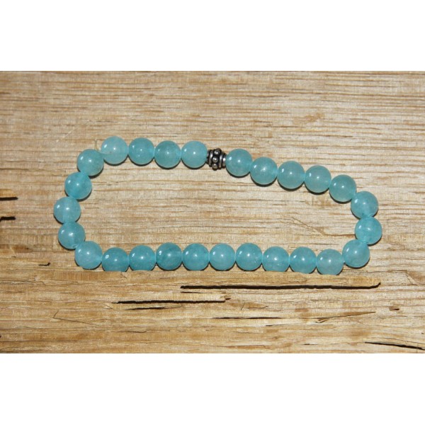Bracelet  perles quartz bleu et argent - Photo n°1