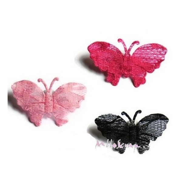 Appliques papillons tissu dentelle - 4 pièces - Photo n°1