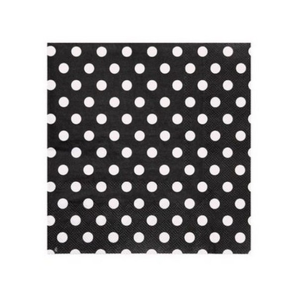 100 Serviettes en papier noir à pois blancs - Photo n°1