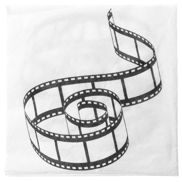 100 Serviettes en papier blanc décor cinéma - Photo n°1