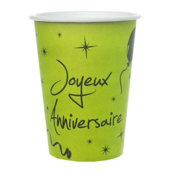 100 Gobelets Vert anis Joyeux anniversaire - Photo n°1