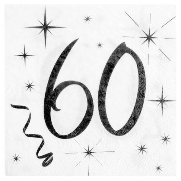100 Serviettes en papier Anniversaire 60 ans - Photo n°1