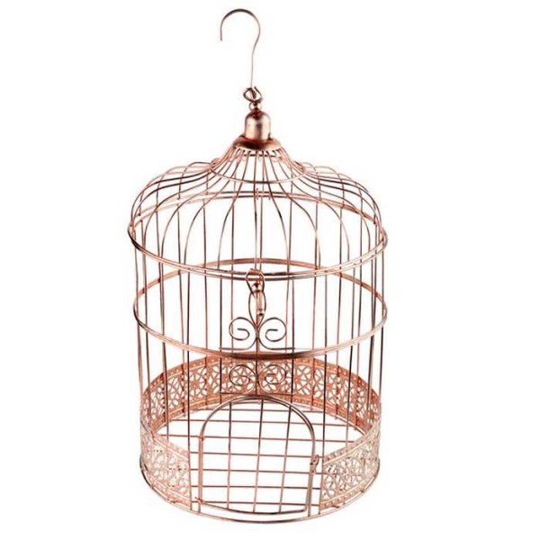 Urne tirelire cage ronde couleur rose gold - Photo n°1