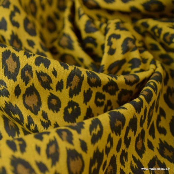 Tissu coton motif Léopard fond Savane - Oeko tex - Photo n°3