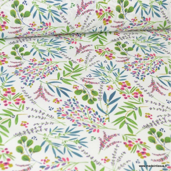 Tissu coton imprimé petites fleurs Genevrier - Oeko tex - Photo n°1