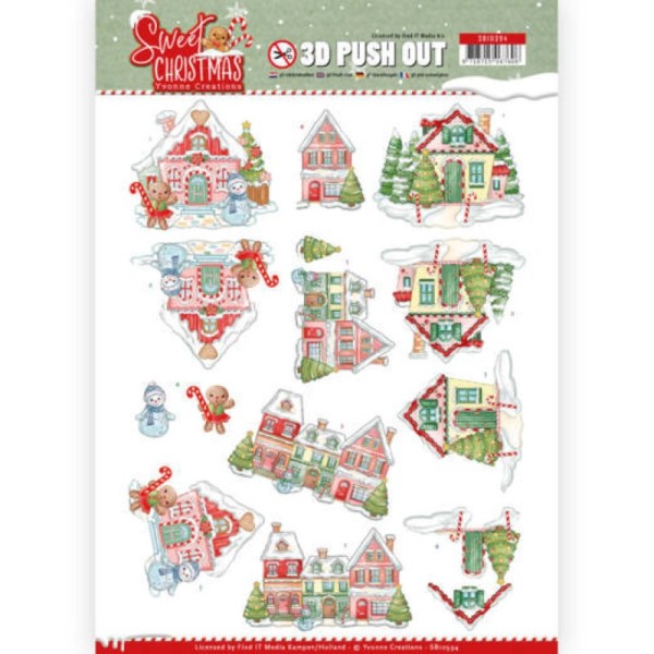 Carte 3D prédéc. - SB10394 - Sweet Christmas - Maisons à Noël - Photo n°1