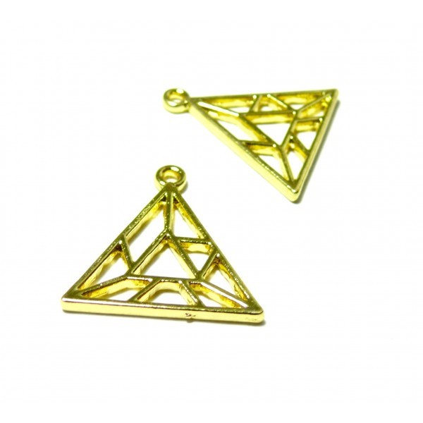 PS11120546 PAX 4 pendentifs Triangle, Triangulaire 24mm couleur Doré - Photo n°1